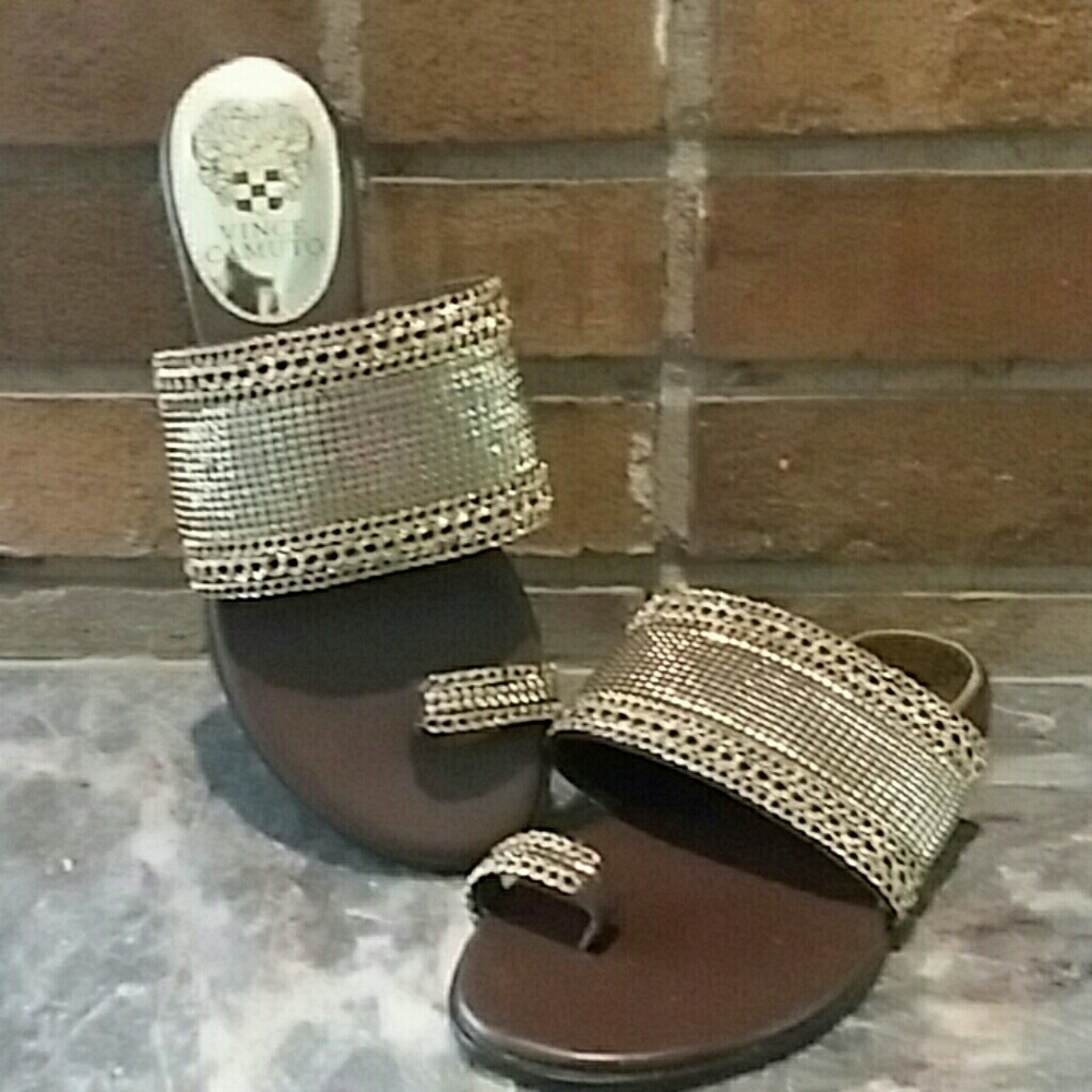 Vince Camuto Gold Slides. Price Firm